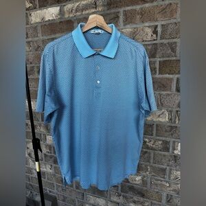 Peter Millar Light Blue Geometric Polo Shirt Size L